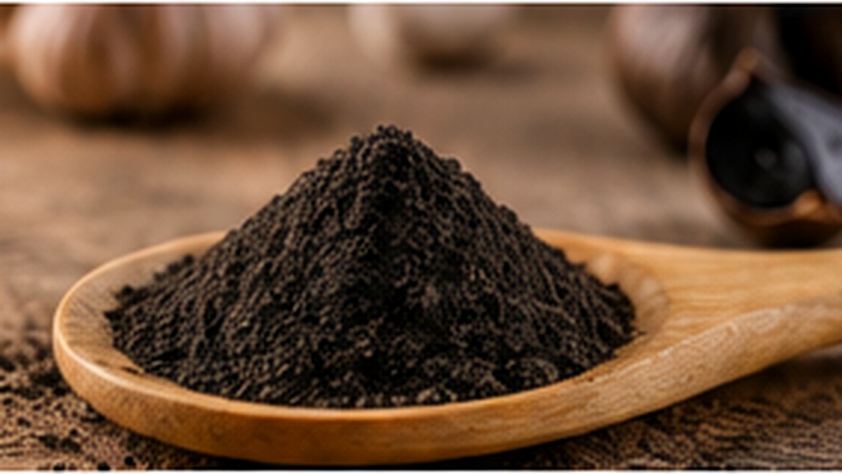 02 polvere aglio nero cucchiaio